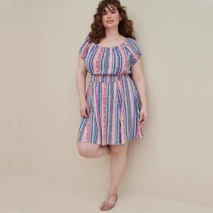 TORRID Mini Lenny Smocked Off-Shoulder Dress with pockets, Size 3X